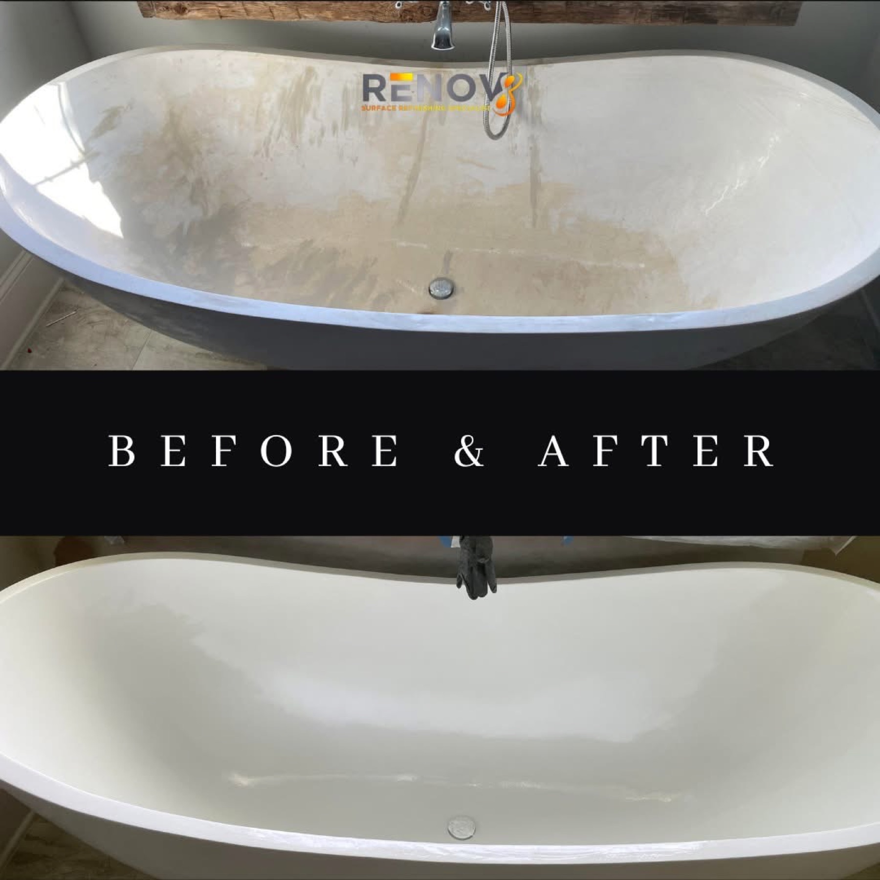 Freestanding Tub Refinishing before and after