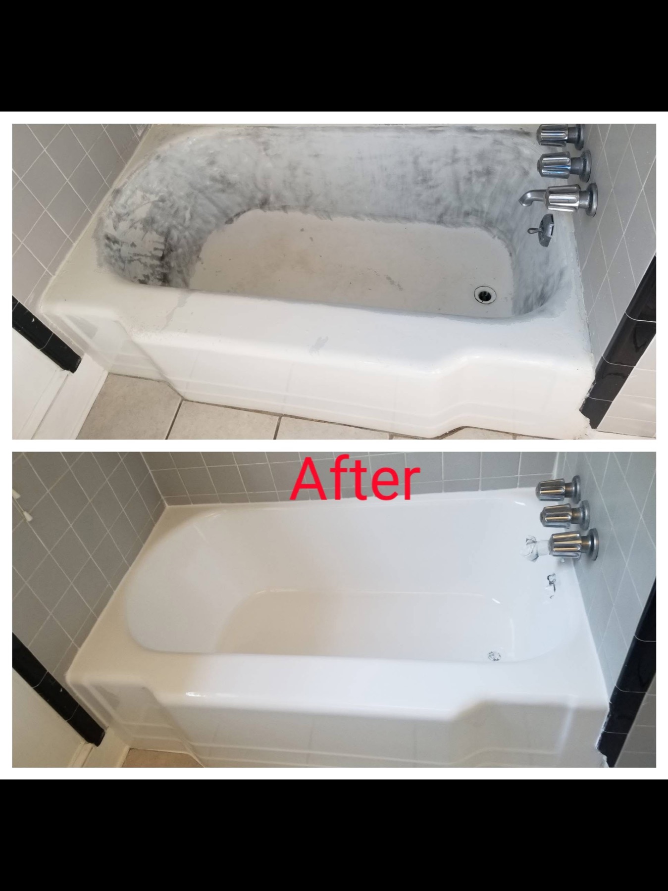 Porcelain Tub Refinishing before and after