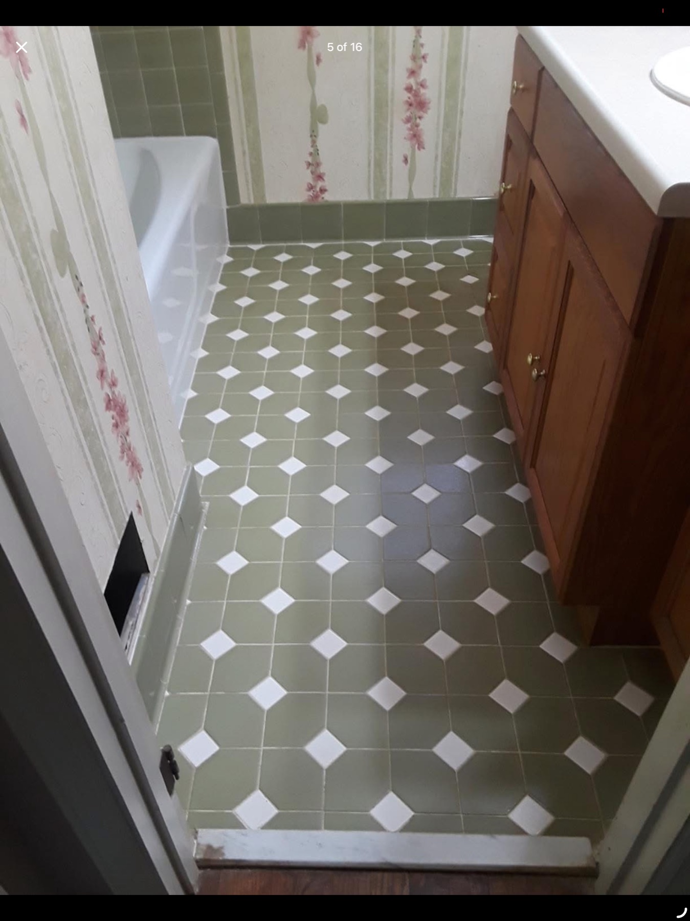 Bathroom Tile Floor Refinishing before